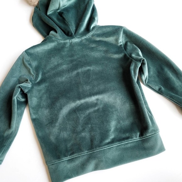 Tea Collection Velour All Ears Hoodie Soft Green Jungle Bear - Picture 3 of 6